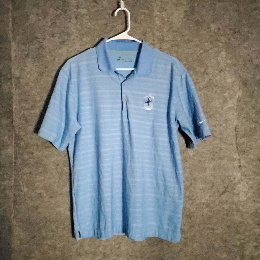 Nike US Open Golf‎ Polo Shirt Mens Small Blue Bethpage Black 2009 Event Logo